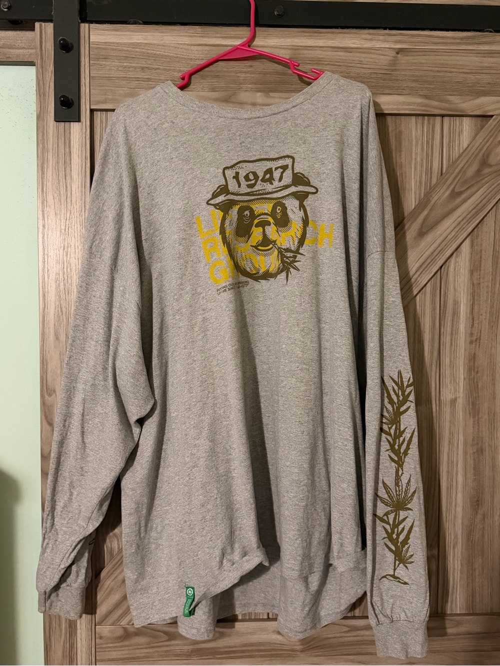 LRG Gray Long-Sleeve Graphic Tee with Yellow Print